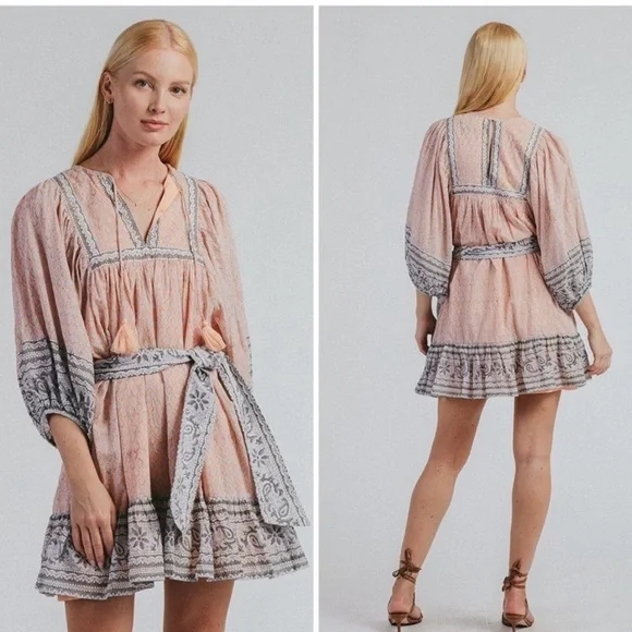 CLEOBELLA Magdalena Mini Dress in Scallop Block Print. Size medium - Picture 1 of 9